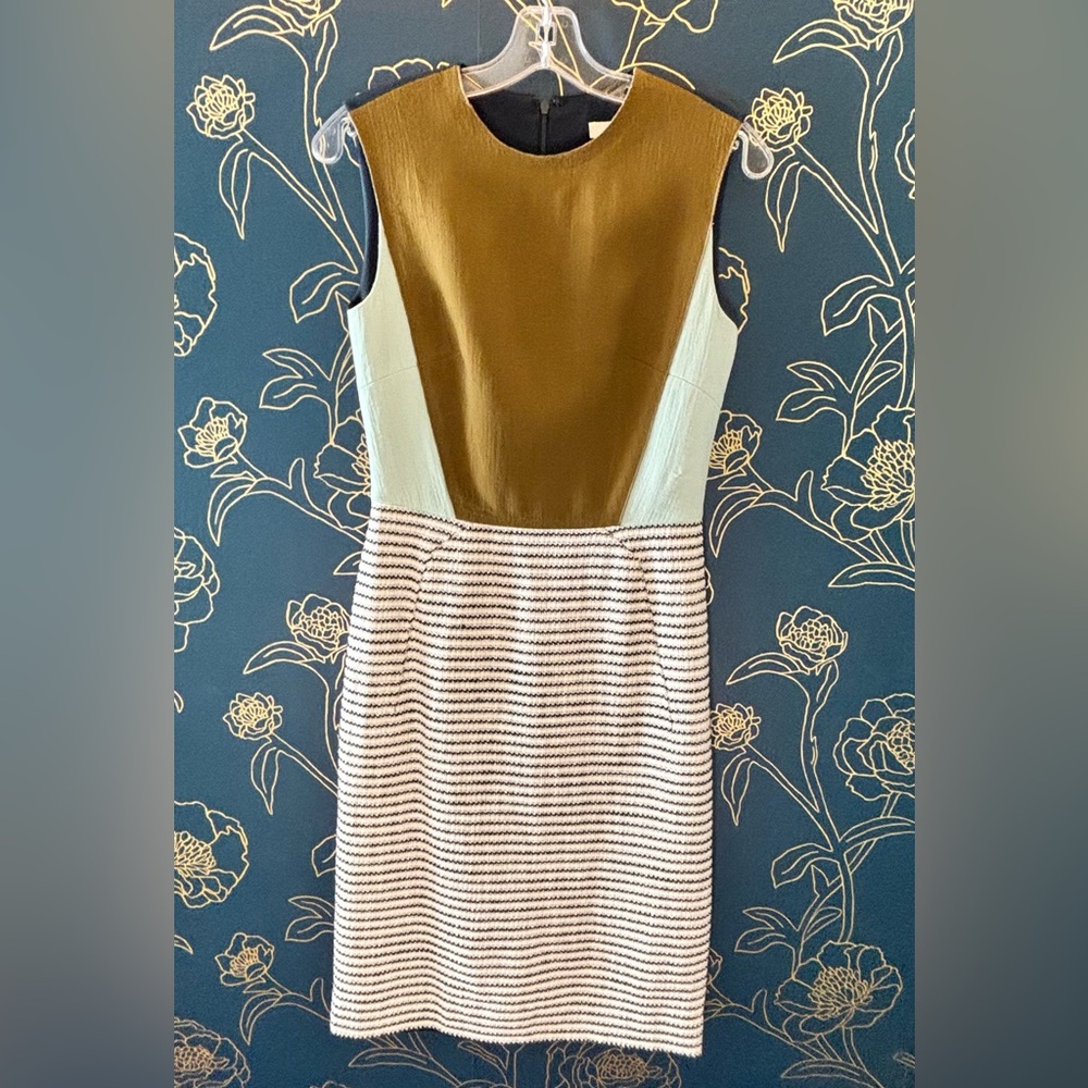 O2ND color block DESIGNER DRESS mixed texture DEEP GREEN size 4